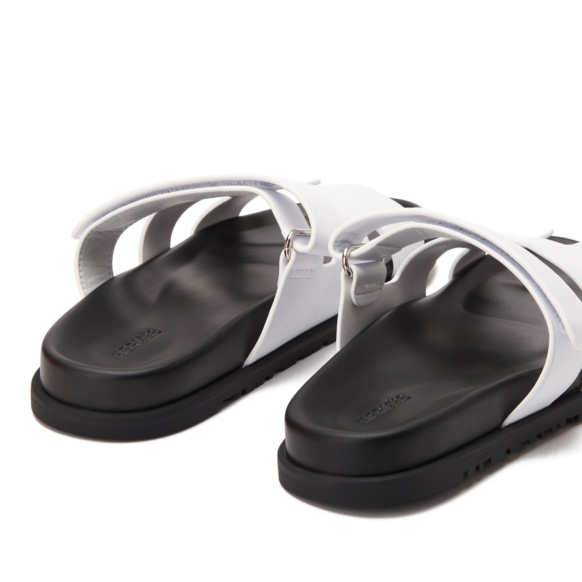 White Hermas In Calfskin With Anatomical Rubber Sole Slides Luxury Sandal