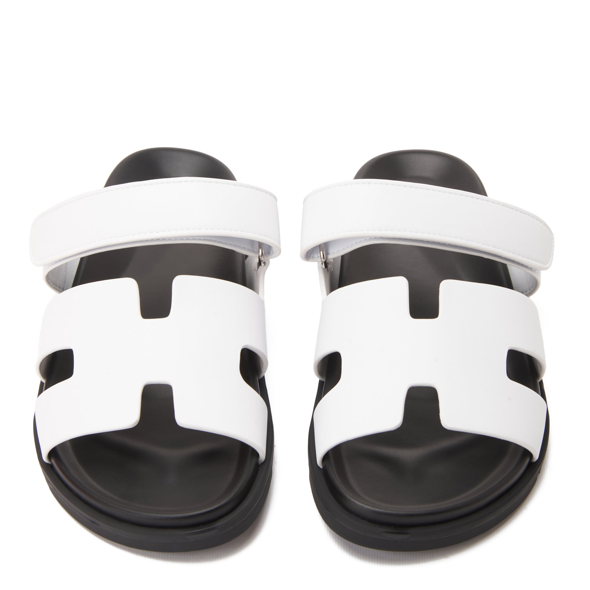 White Hermas In Calfskin With Anatomical Rubber Sole Slides Luxury Sandal