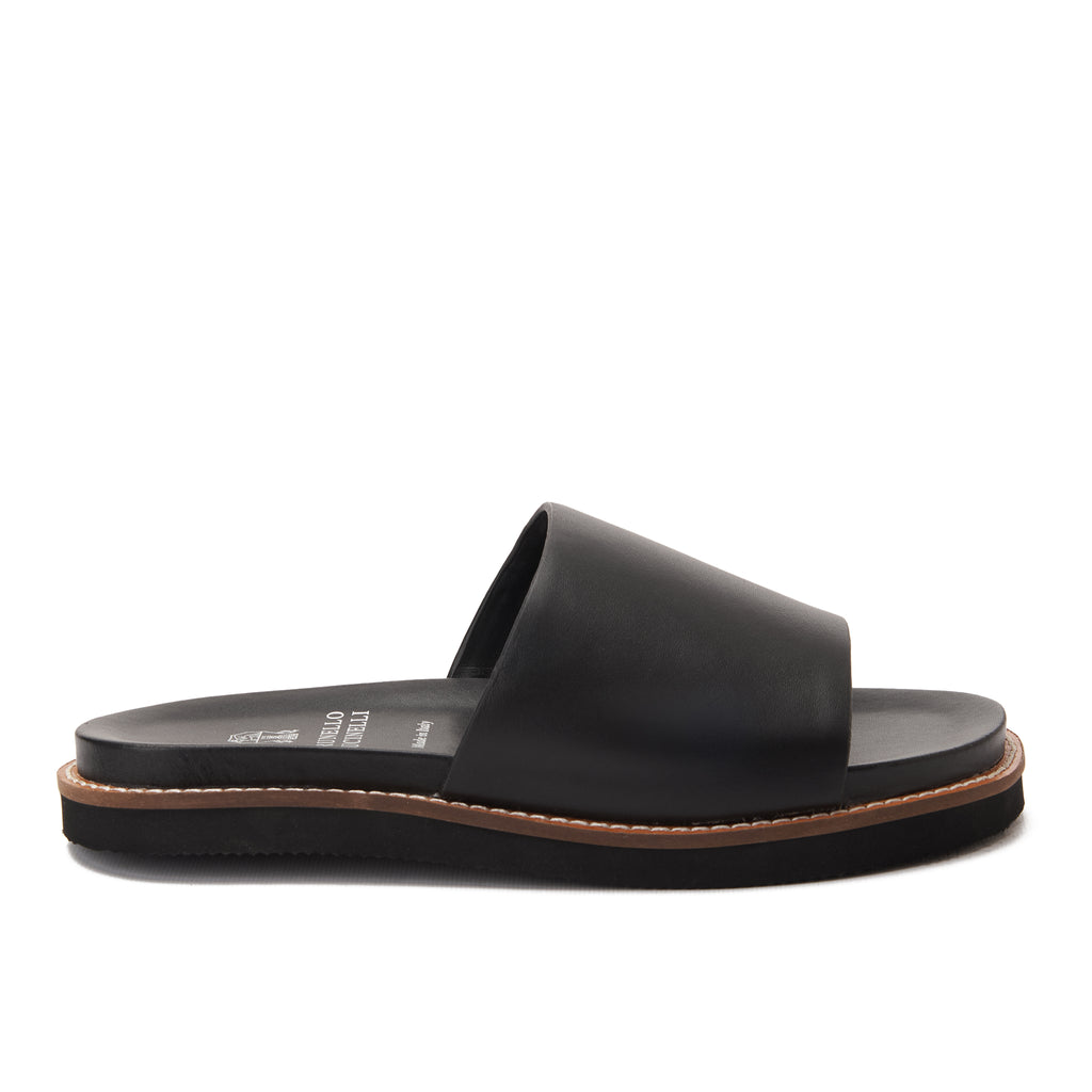 Black Brunello Cucinelli Leather Slides Unisex Luxury Sandal