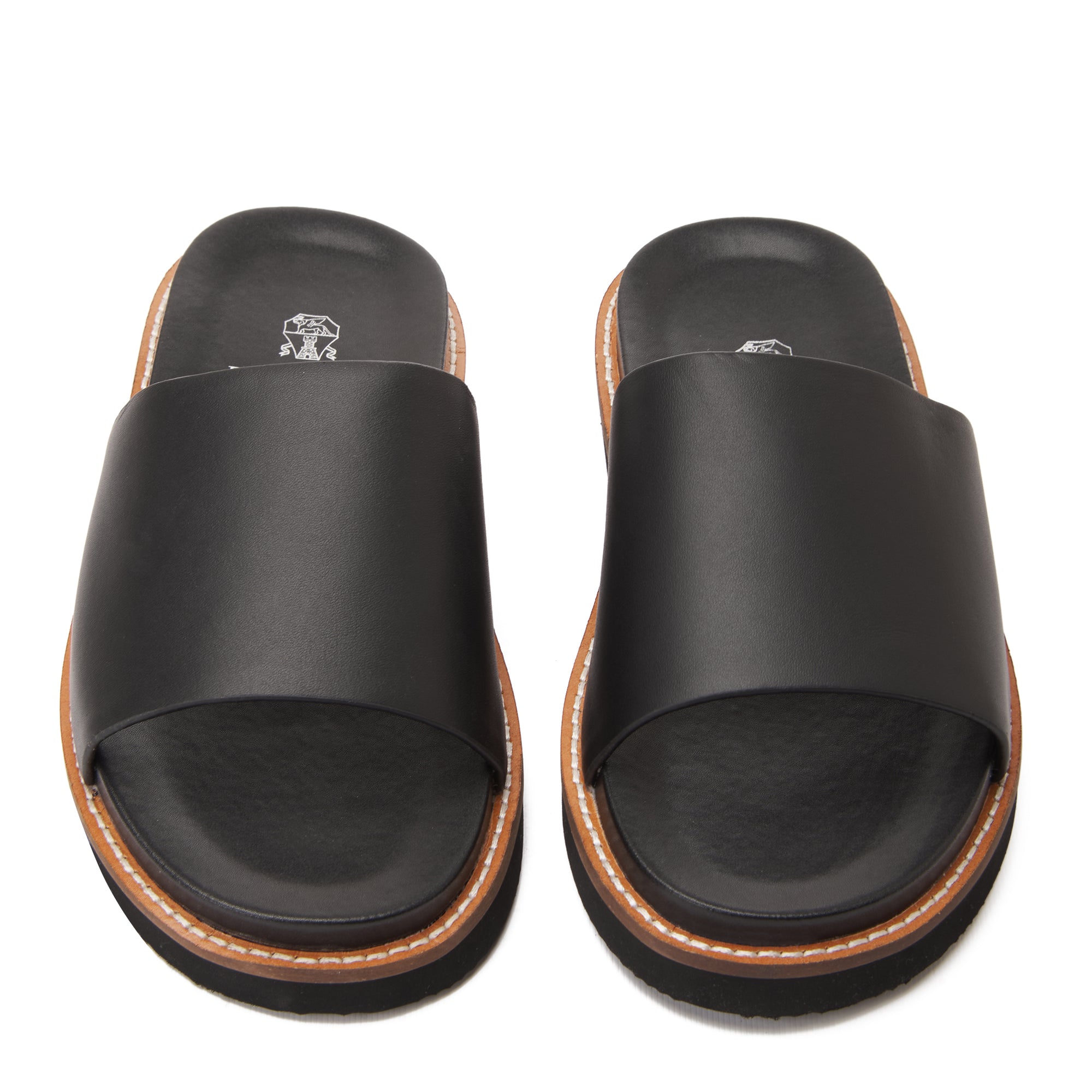 Black Brunello Cucinelli Leather Slides Unisex Luxury Sandal