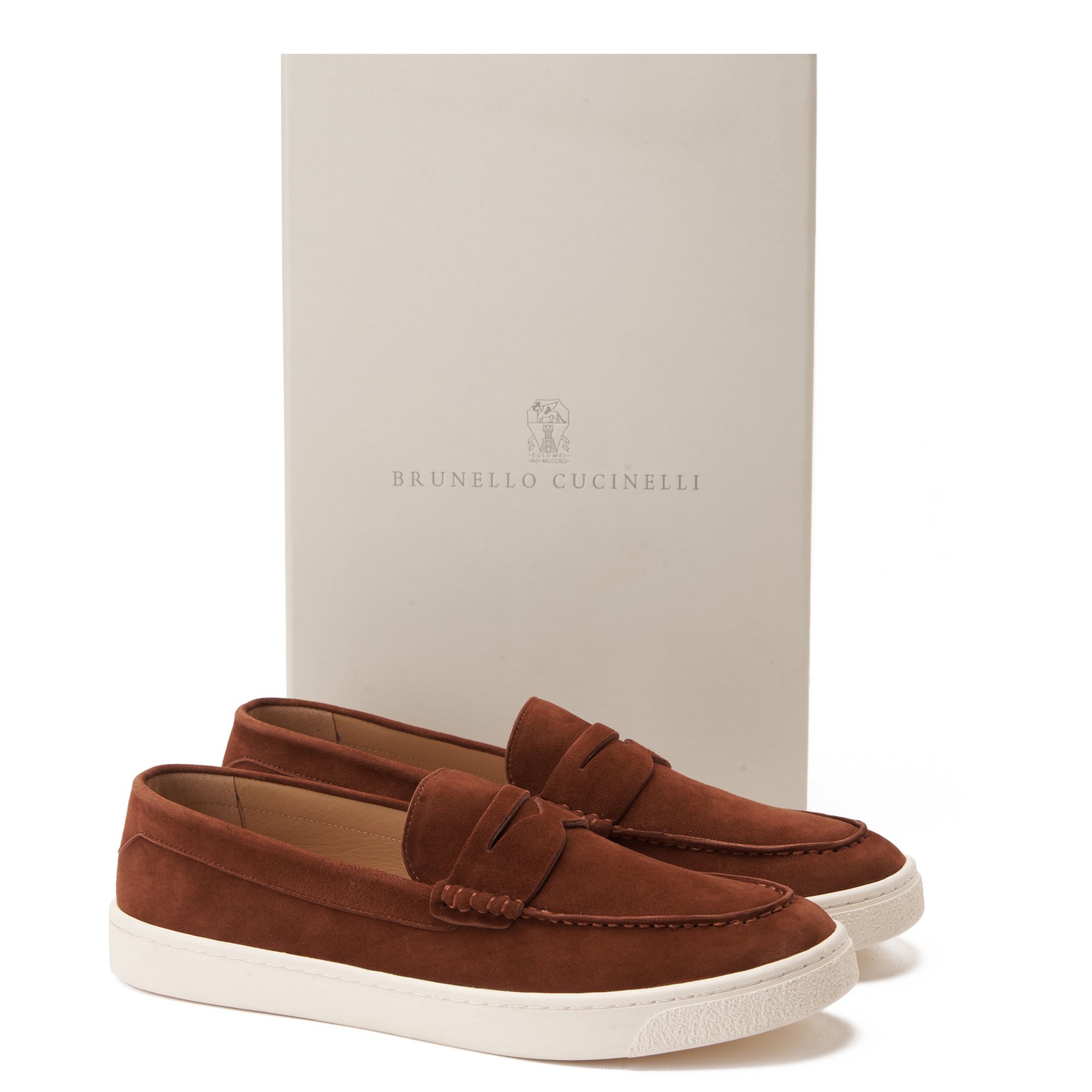 Brown Brunello Cucinelli Suede Penny Lofars Luxury Shoes