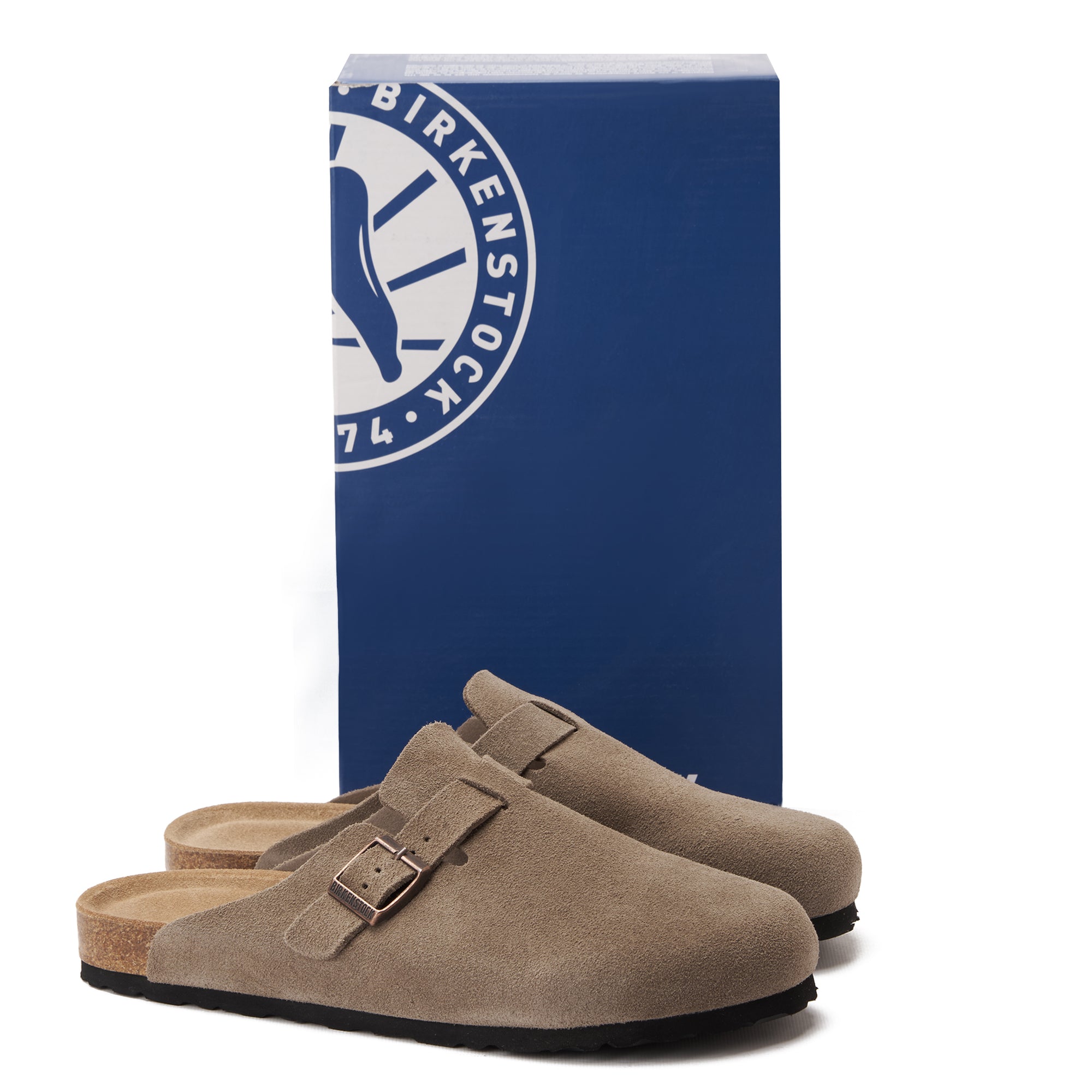 Cafe Birkenstock Suede Soft Footbed Boston Unisex Clogs Luxury Shoes