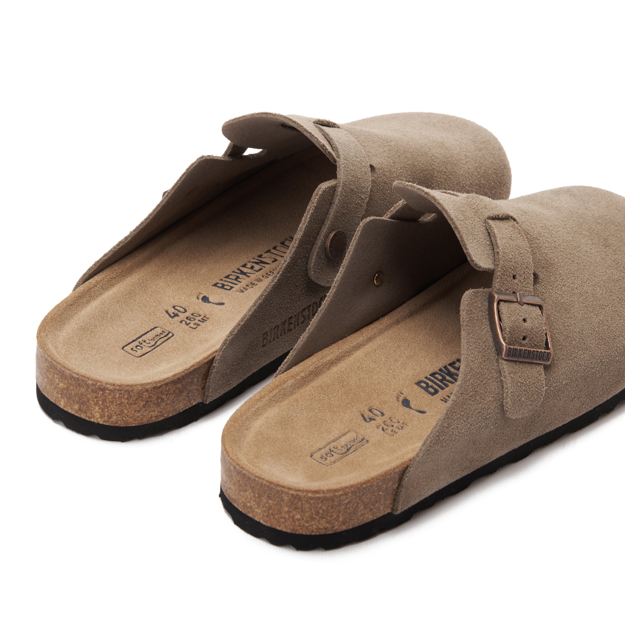 Cafe Birkenstock Suede Soft Footbed Boston Unisex Clogs Luxury Shoes