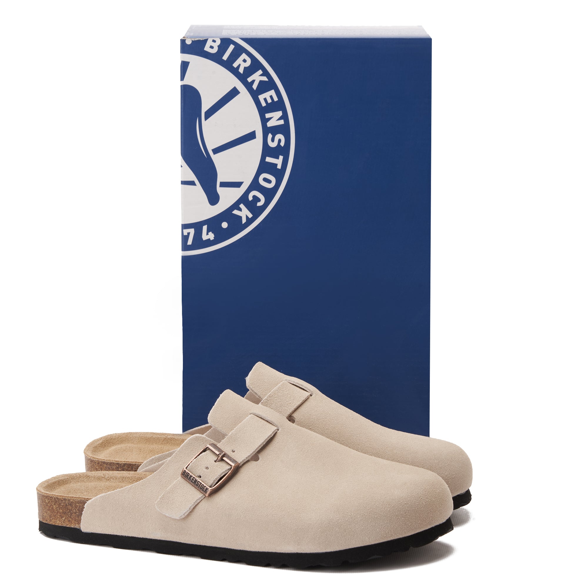 Light Beige Birkenstock Suede Soft Footbed Boston Unisex Clogs Luxury Shoes