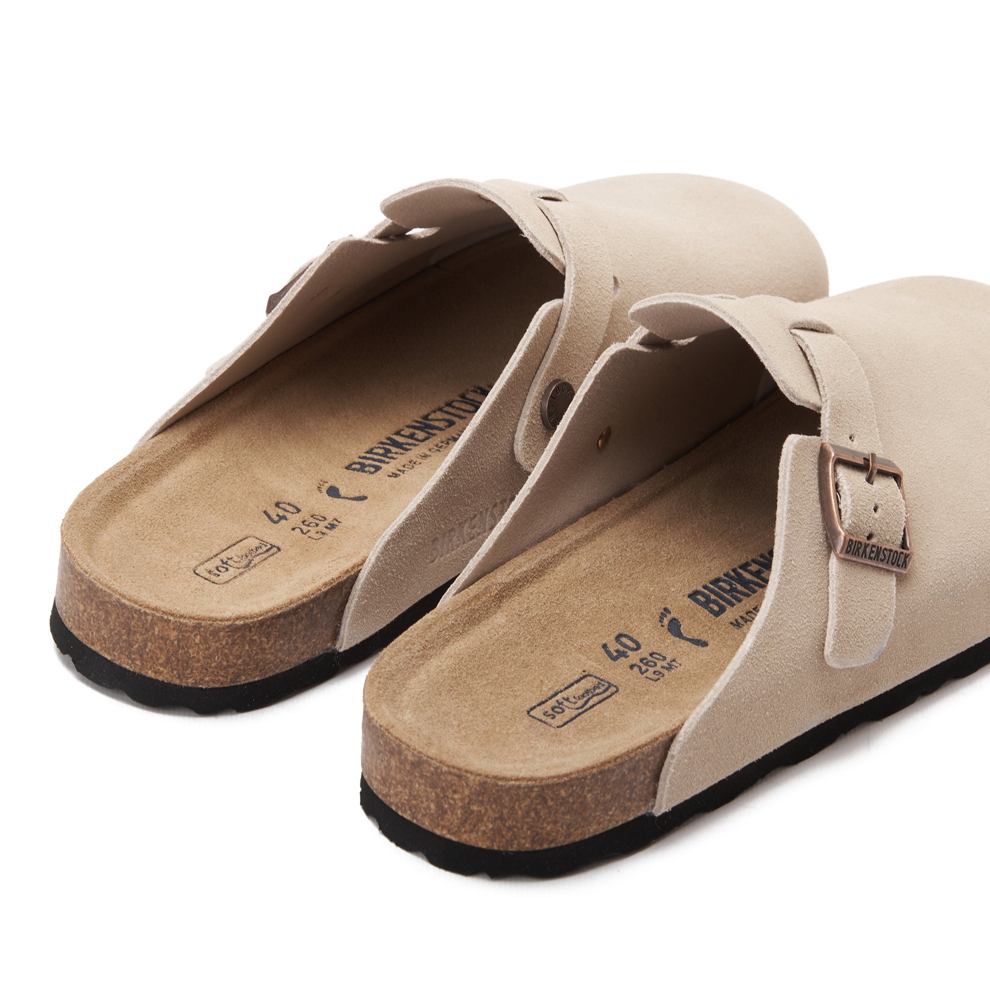 Light Beige Birkenstock Suede Soft Footbed Boston Unisex Clogs Luxury Shoes