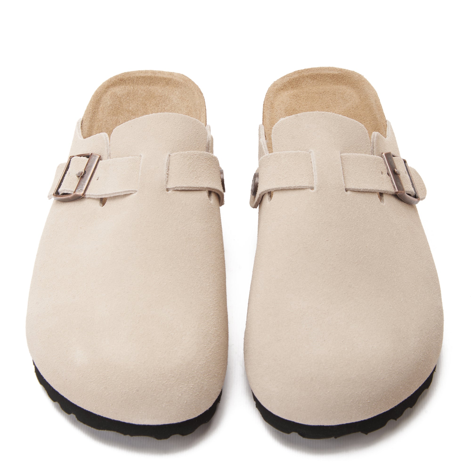 Light Beige Birkenstock Suede Soft Footbed Boston Unisex Clogs Luxury Shoes