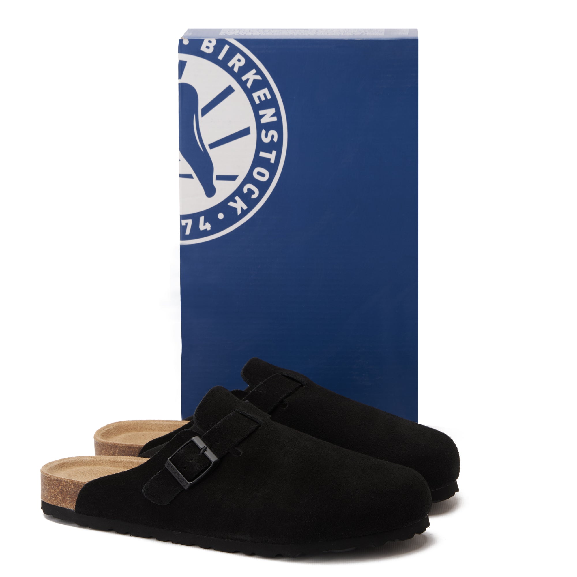 Black Birkenstock Suede Soft Footbed Boston Unisex Clogs Luxury Shoes