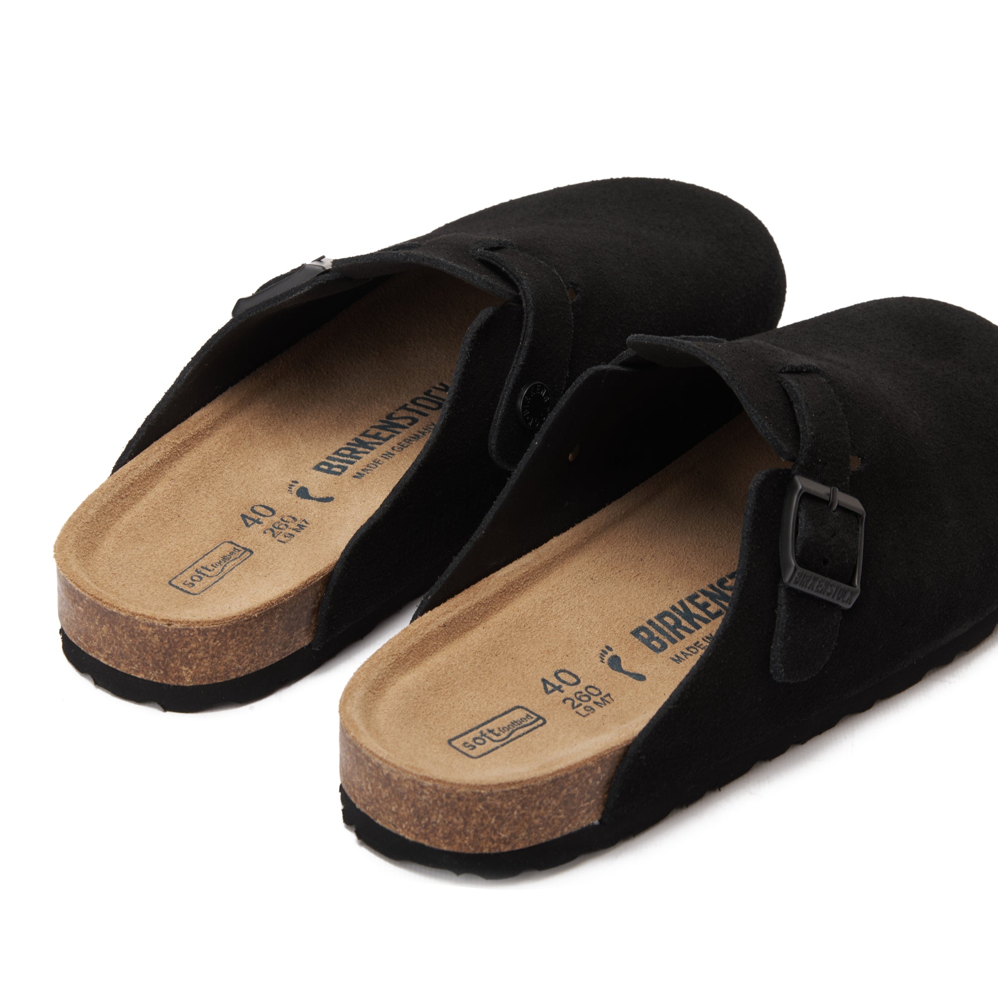 Black Birkenstock Suede Soft Footbed Boston Unisex Clogs Luxury Shoes