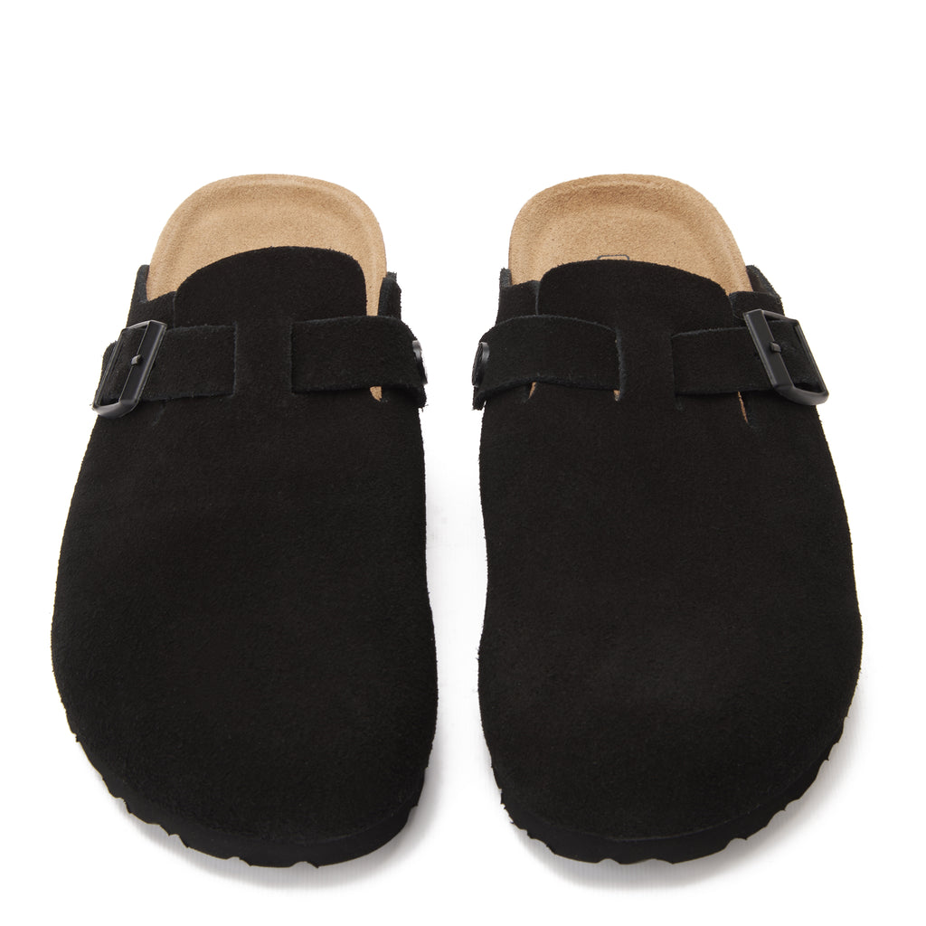Black Birkenstock Suede Soft Footbed Boston Unisex Clogs Luxury Shoes