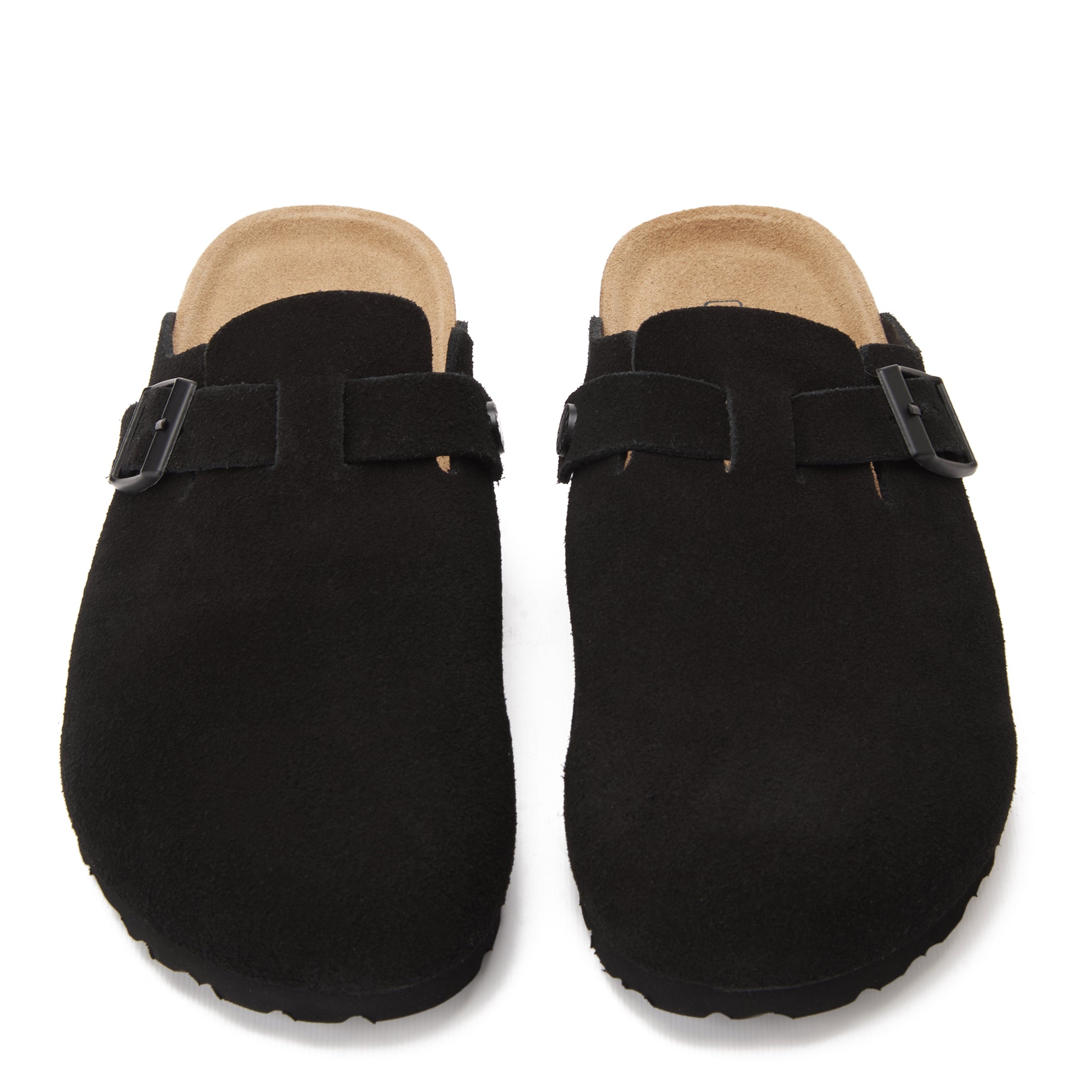 Black Birkenstock Suede Soft Footbed Boston Unisex Clogs Luxury Shoes