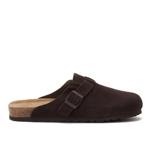 Dark Brown Birkenstock Suede Soft Footbed Boston Unisex Clogs Luxury Shoes