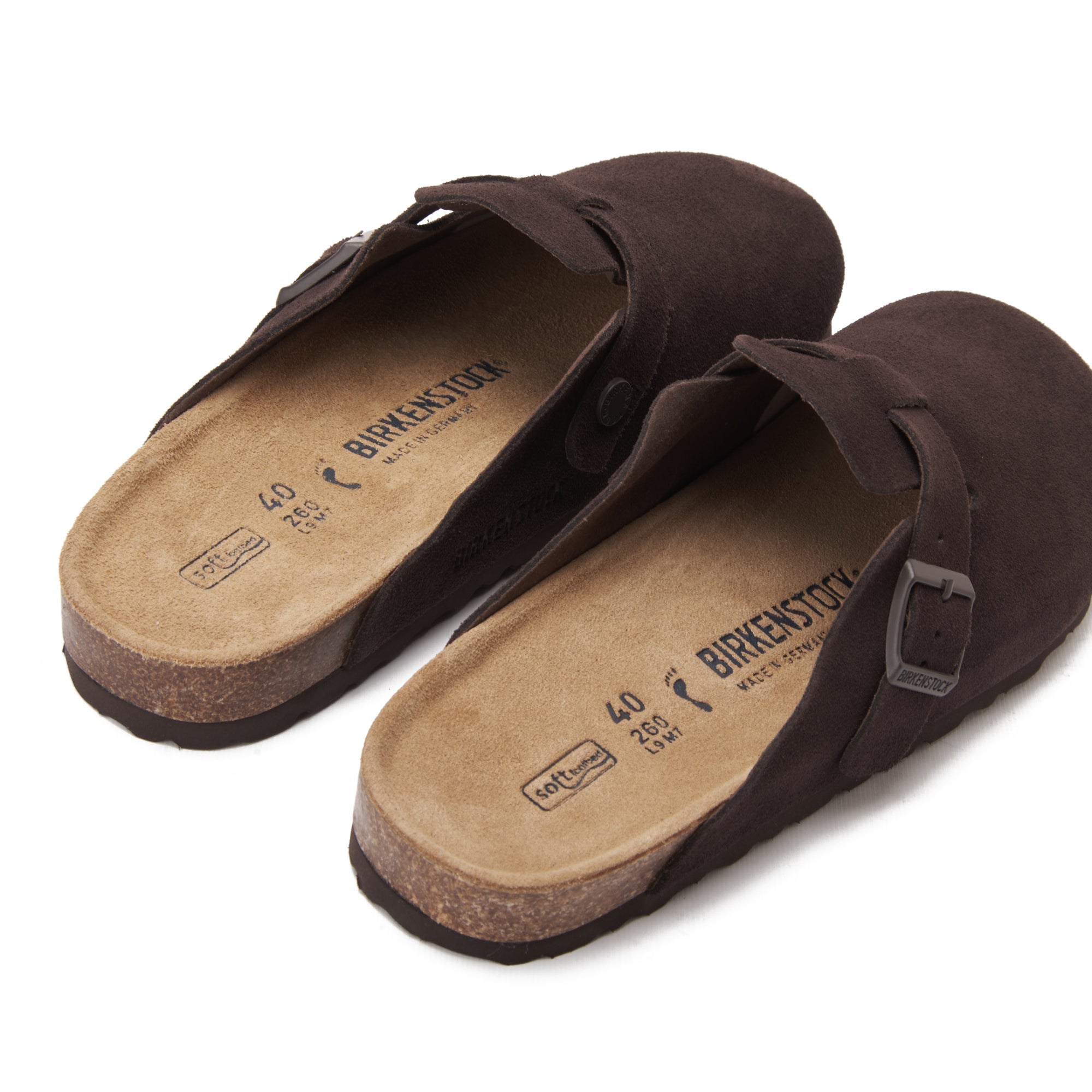Dark Brown Birkenstock Suede Soft Footbed Boston Unisex Clogs Luxury Shoes