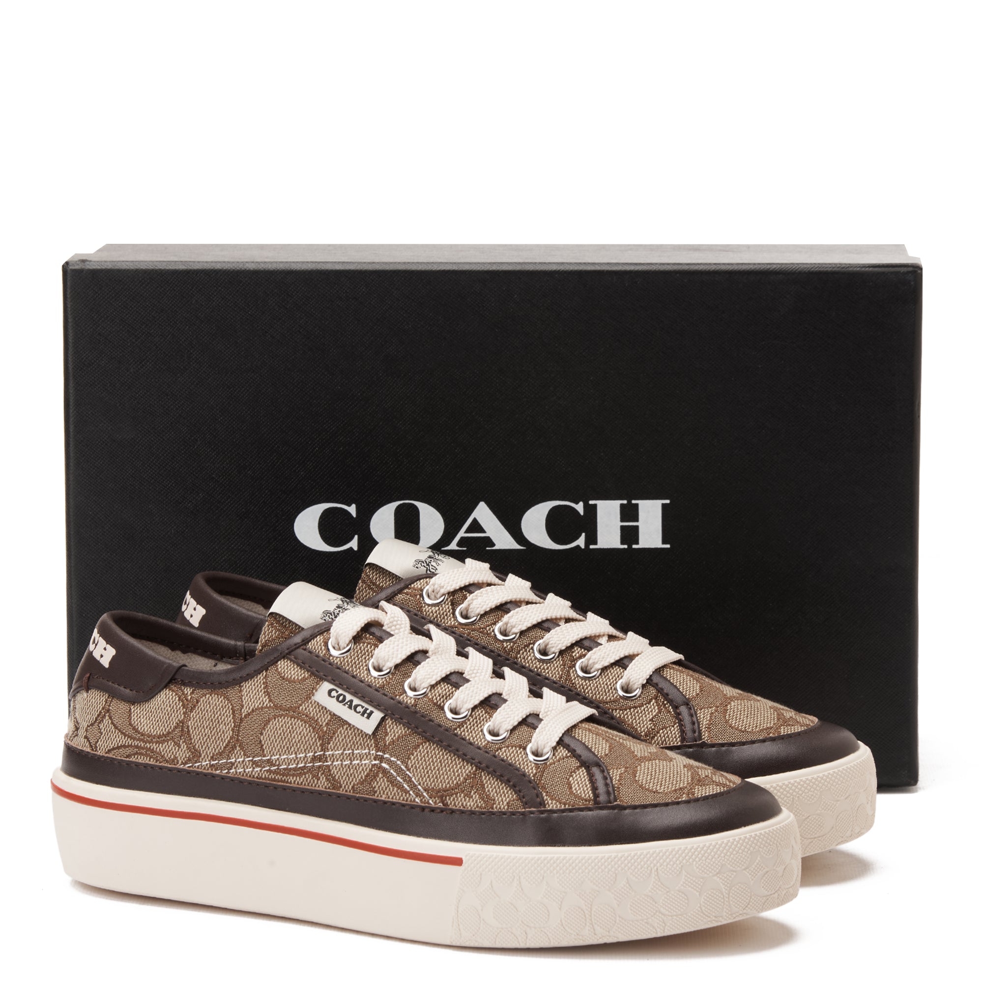 Brown Coach Citysole Platform Jacquard Sneakers Luxury Shoes