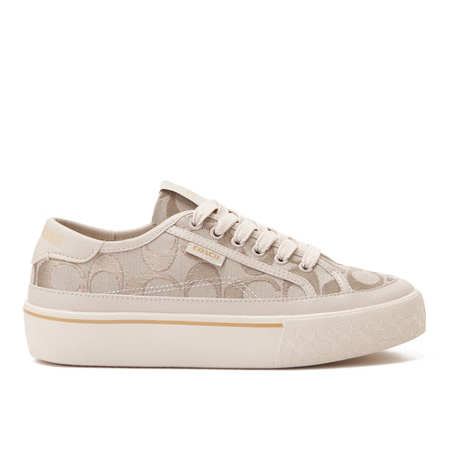 Light Beige Coach Citysole Platform Jacquard Sneakers Luxury Shoes