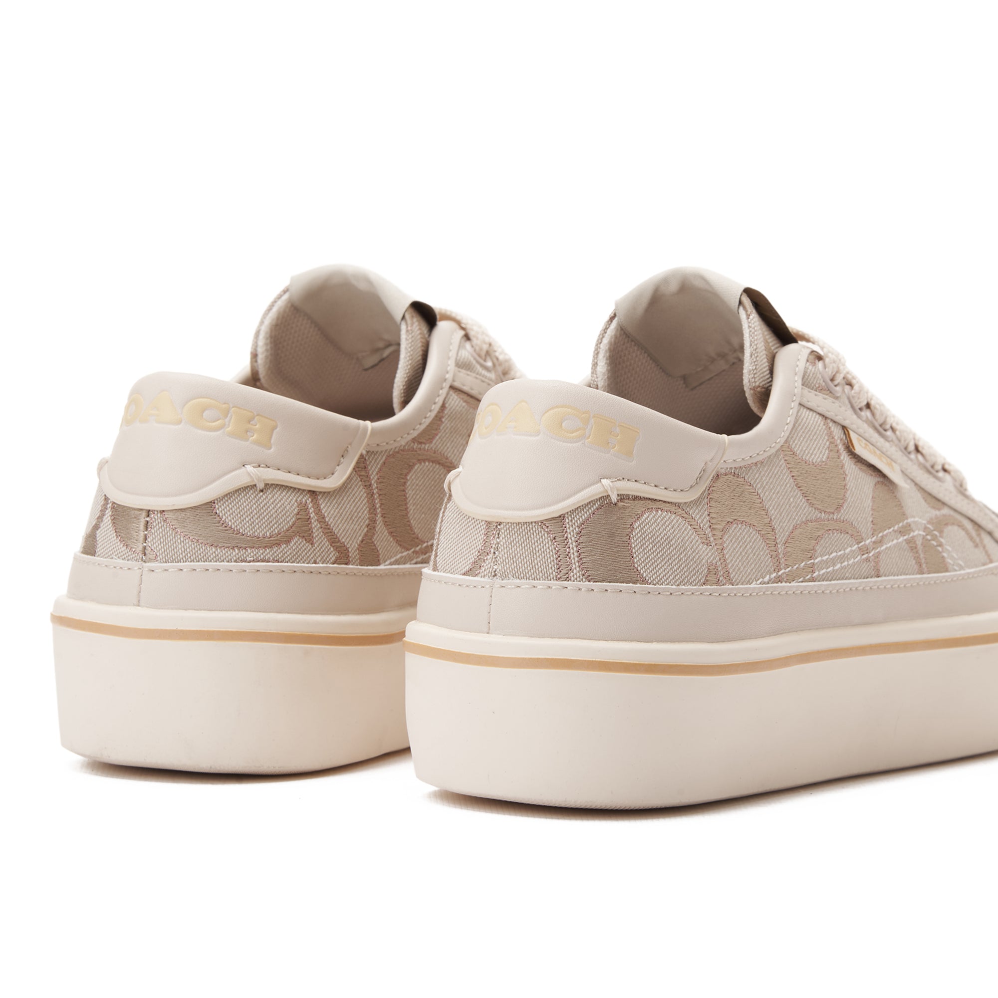 Light Beige Coach Citysole Platform Jacquard Sneakers Luxury Shoes