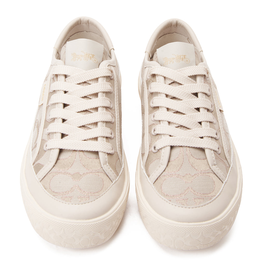 Light Beige Coach Citysole Platform Jacquard Sneakers Luxury Shoes