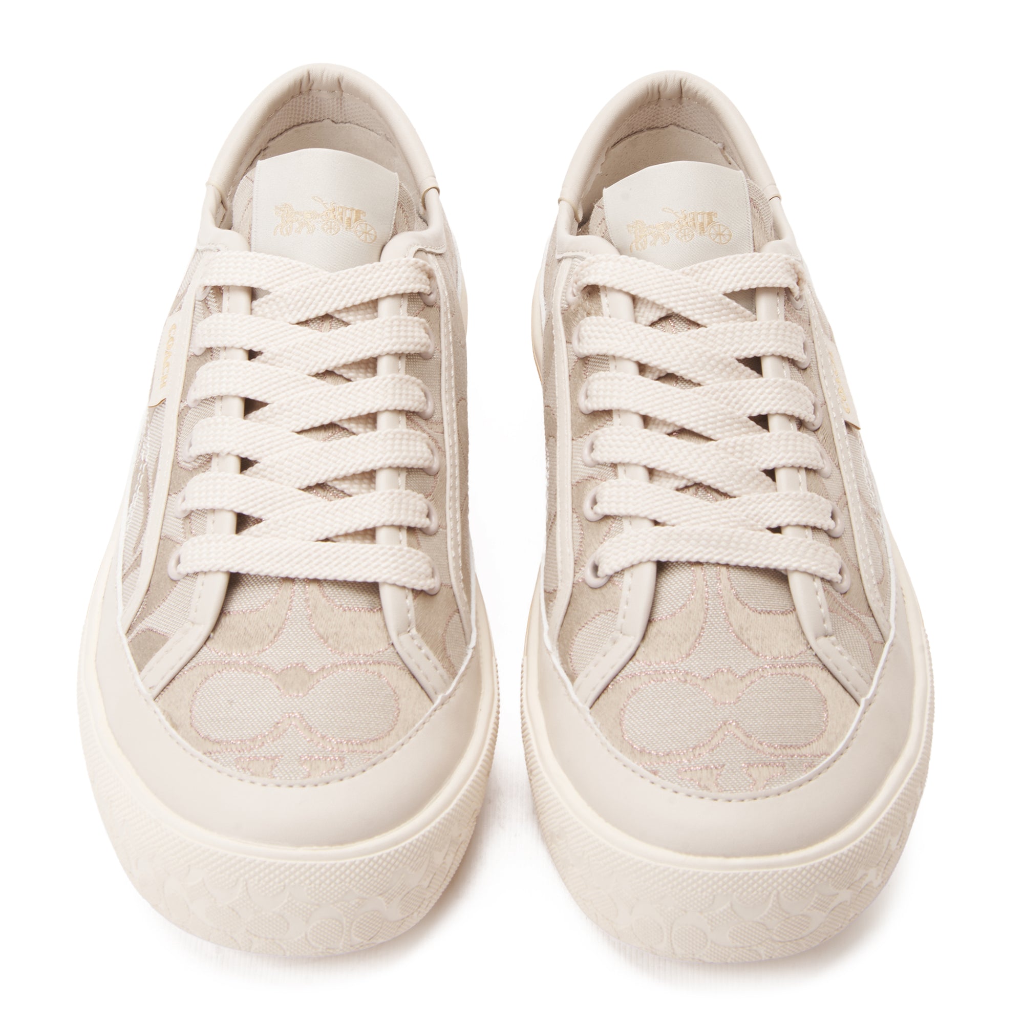Light Beige Coach Citysole Platform Jacquard Sneakers Luxury Shoes