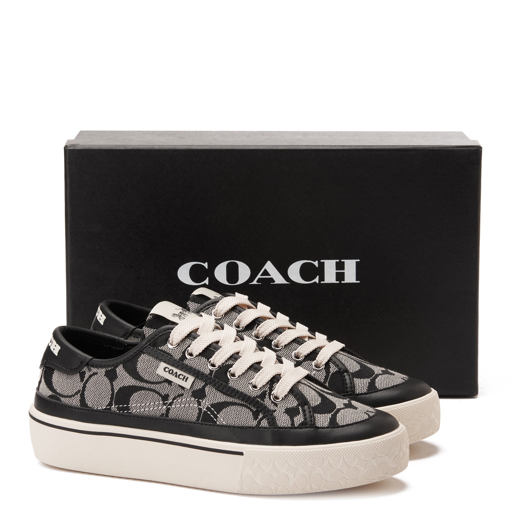 Black Coach Citysole Platform Jacquard Sneakers Luxury Shoes