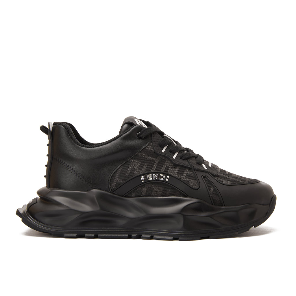 Black Fendi Bold Design In Logo Sneakers Luxury Shoes