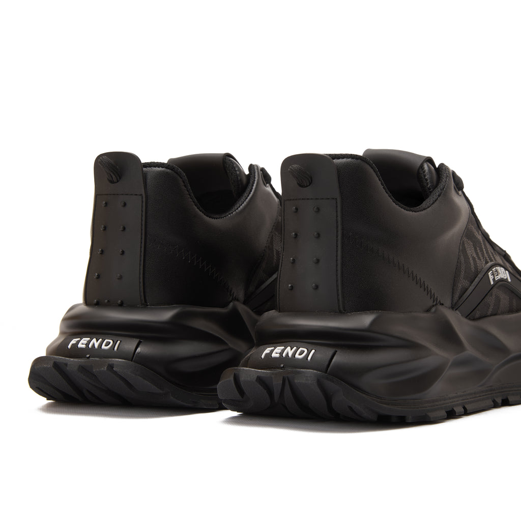 Black Fendi Bold Design In Logo Sneakers Luxury Shoes