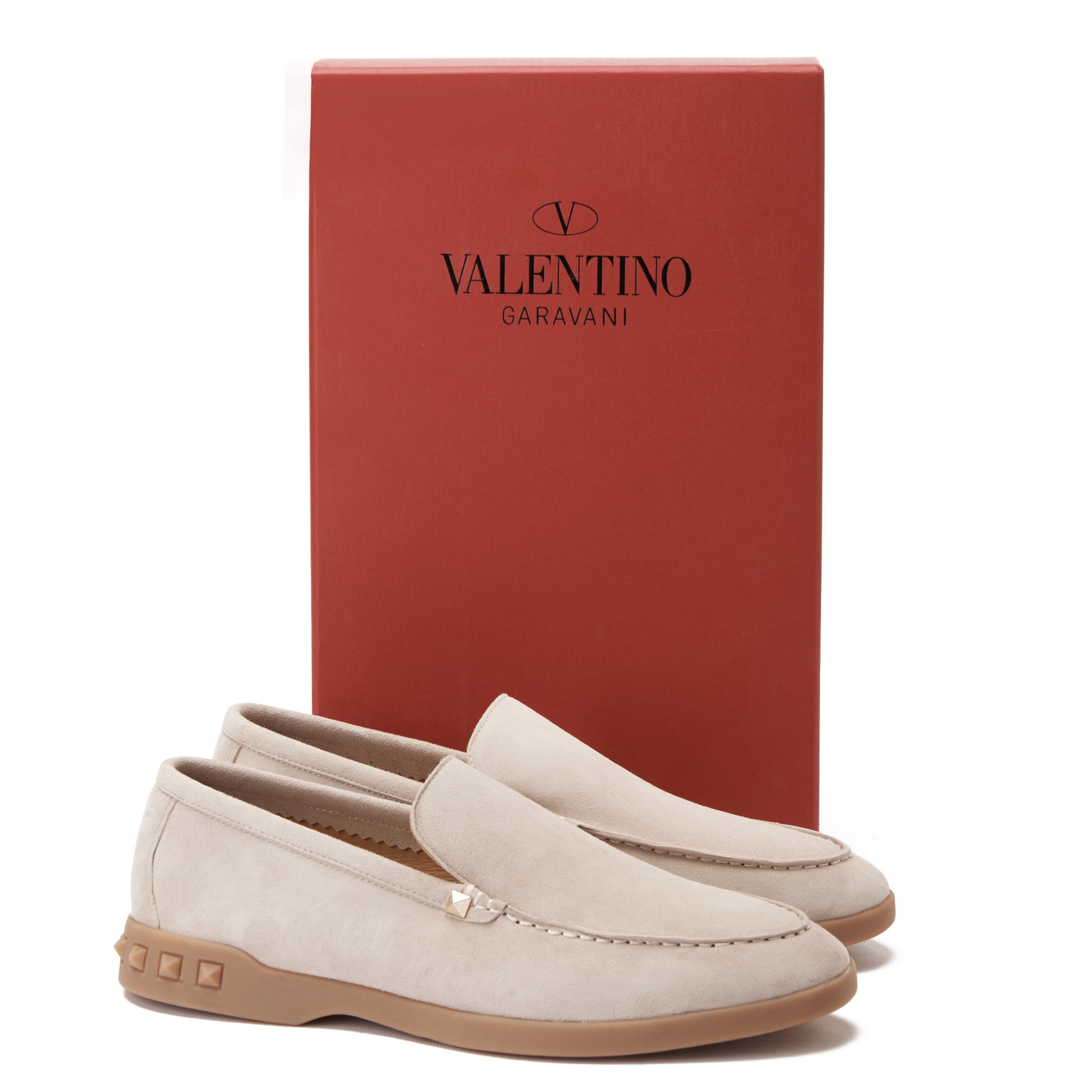 Beige Valentino Garavani Suede Loafers Luxury Shoes