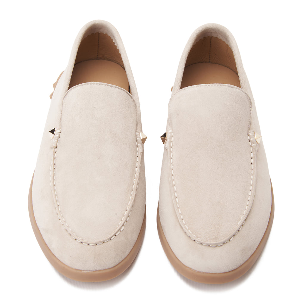 Beige Valentino Garavani Suede Loafers Luxury Shoes